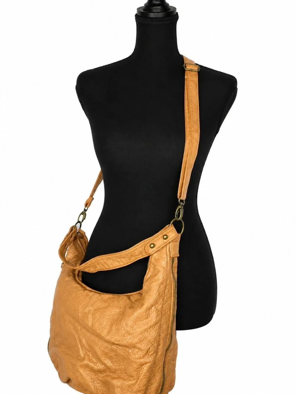 👜 Camel Tan Convertible Hobo Shoulder Crossbody Bag Multi Pocket Slouchy Boho